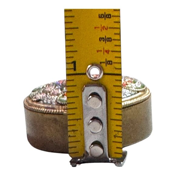 FAP Antique Rare Fabbrica Angelo Pessar Micro Mosaic Glas Trinket Pill Box Brass - Picture 5 of 8